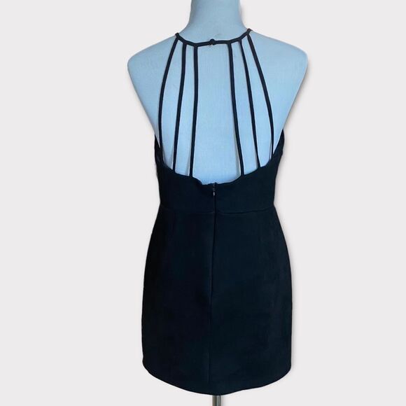 Little Black Edgy Mini Goth Sleeveless Halter Top Fitted Cocktail BodyCon Dress - Picture 2 of 8